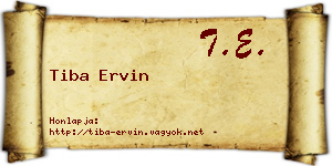 Tiba Ervin névjegykártya